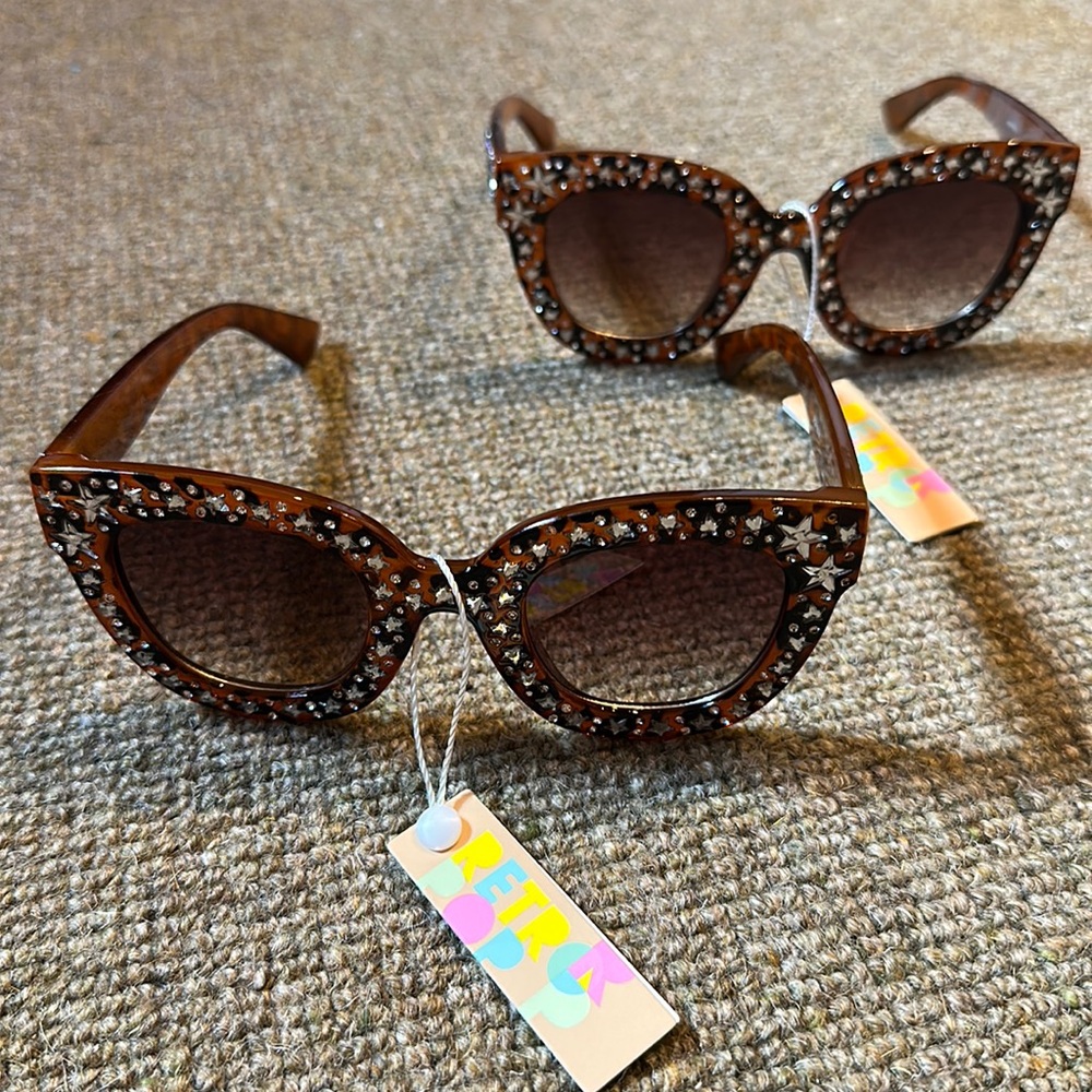 Sunglasses (2 pairs) new with tags, bling, stars, plastic tortoiseshell